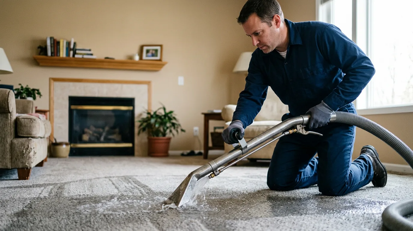 Water damage restoration technician working near Mill Creek, IN